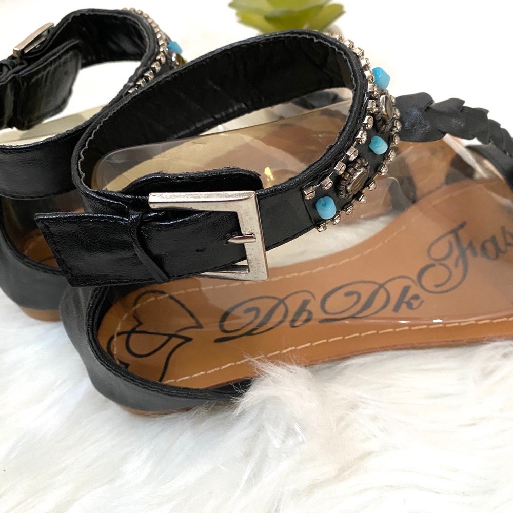 NWT black strappy sandals rhinestones - Picture 4 of 4